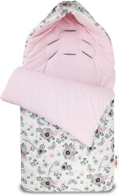 Bavlněný fusak Baby Nellys, velvet, Ptáčci, 47 x 95 cm - růžový - obrázek 1