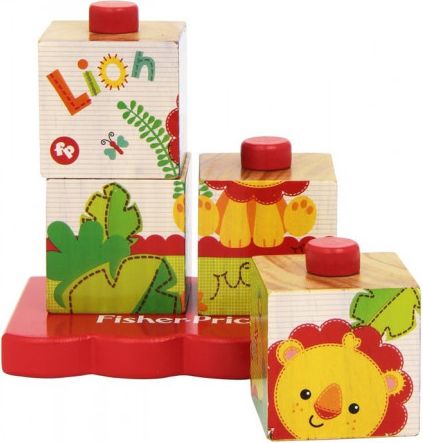 FISHER-PRICE Dřevěné stohovací kostky se zvířátky - obrázek 1