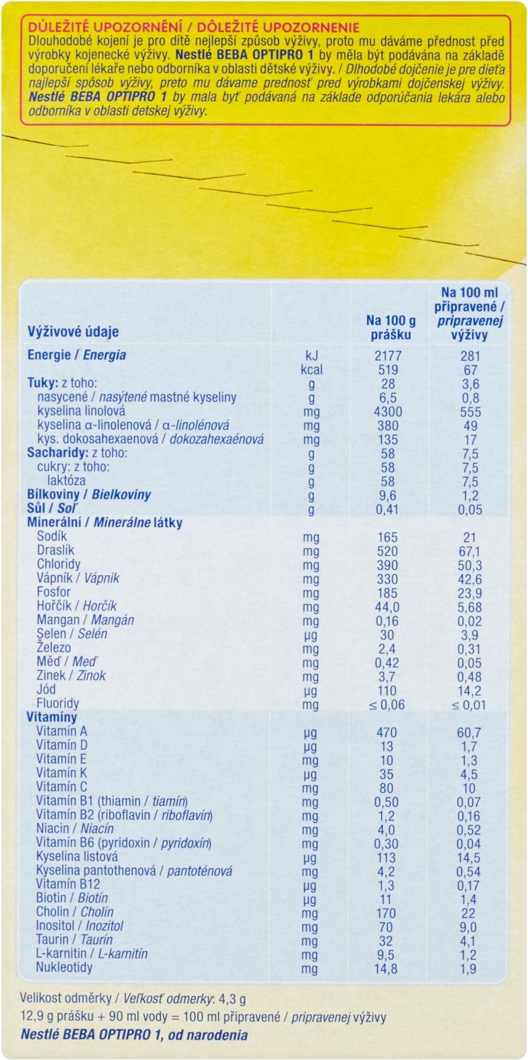 6x BEBA OPTIPRO 1 (600 g) - kojenecké mléko - obrázek 2