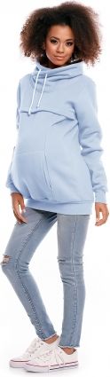 Be MaaMaa Těhotenská mikina s roláčkem DORA - světle modrá - obrázek 1