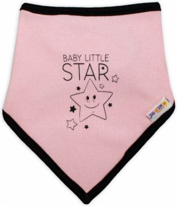Dětský bavlněný šátek na krk Baby Nellys, Baby Little Star - růžový - obrázek 1