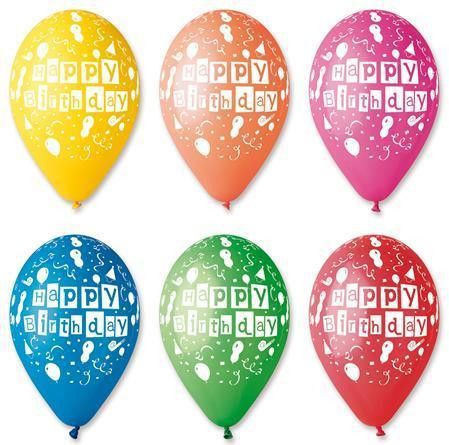 Balónek, Happy Birthday, balónky, 30 cm, bal. 10 ks - obrázek 1