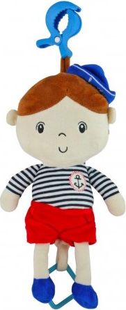 Edukační hrající plyšová panenka Baby Mix námořník kluk, Červená - obrázek 1