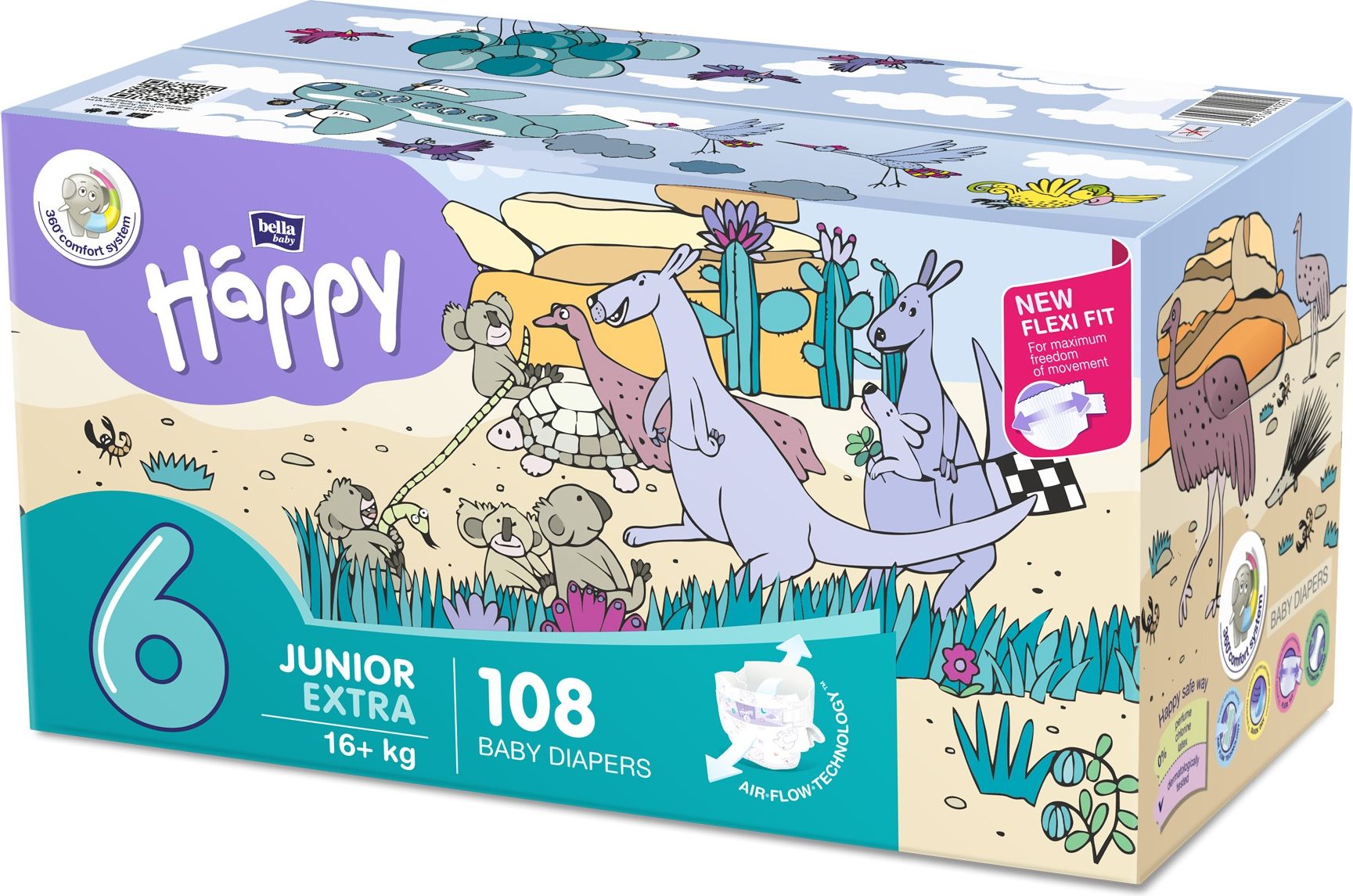 BELLA HAPPY Junior 6 Big TOY BOX (16+ kg) 108 ks - jednorázové pleny - obrázek 1