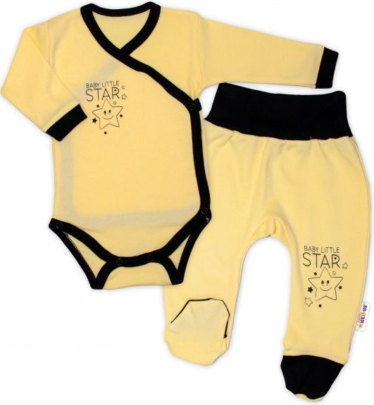 Baby Nellys Baby Nellys 2-dílná sada body dl. rukáv + polodupačky, žlutá - Baby Little Star, vel. 56 56 (1-2m) - obrázek 1