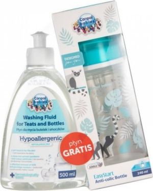 Canpol Babies Sada antikoliková lahvička 240 ml Jungle Lemuři + mycí prostředek ZDARMA - obrázek 1