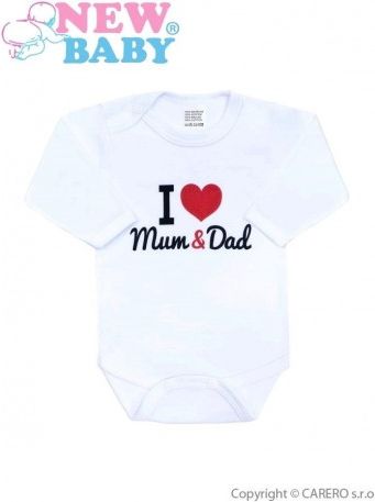 Body s potiskem New Baby I Love Mum and Dad, Červená, 80 (9-12m) - obrázek 1