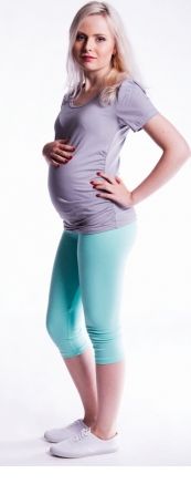 Be MaaMaa Těhotenské barevné legíny 3/4 délky - mátová, vel. L, K19 - obrázek 1