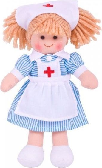 Bigjigs Bigjigs Hadrová panenka Zdravotní sestřička, 27cm - obrázek 1