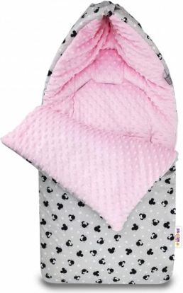 Bavlněný fusak Baby Nellys, minky, Minnie, 45 x 95 cm - šedý/minky růžová - obrázek 1