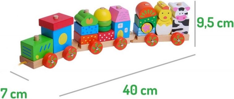 ECO TOYS Dřevěný vláček na šňůrku - Animal - obrázek 2
