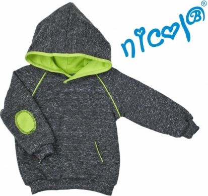 Mikina s kapucí Nicol, Boy - grafit/zelená, Velikost koj. oblečení 104 - obrázek 1