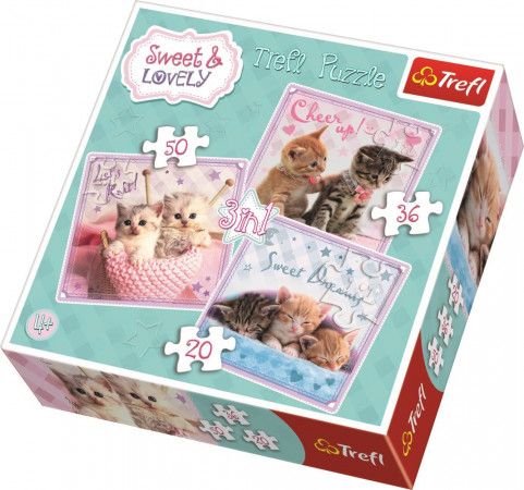 TREFL Puzzle Sladká koťátka 3v1 (20,36,50 dílků) - obrázek 1