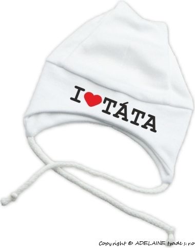 DEJNA DEJNA Čepička Kolekce I love Táta na šnurku - bílá,0-3m, K19 0/3měsíců - obrázek 2
