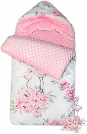 Bavlněný spací vak/fusák Baby Nellys, minky, Plameňák, 45 x 95 cm - růžový - obrázek 1