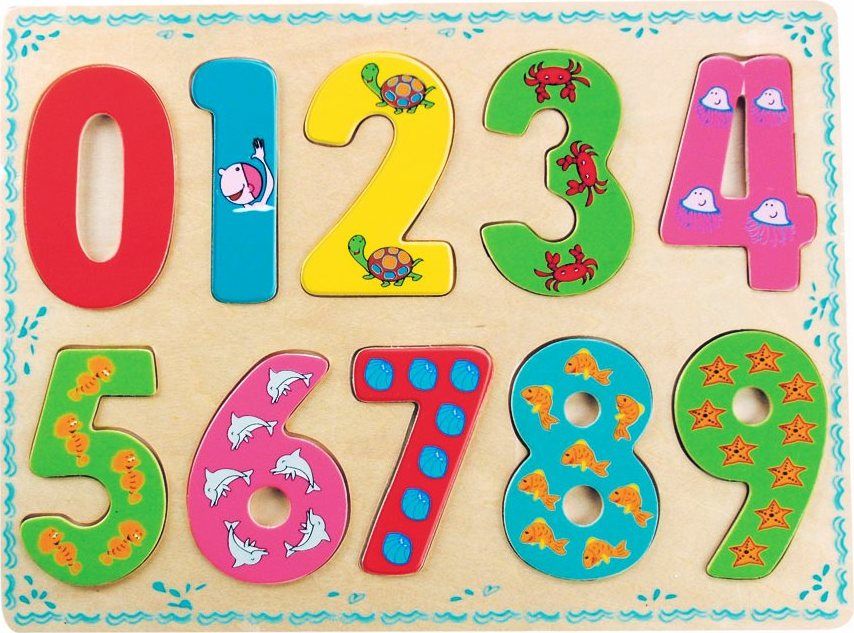 Bino Dřevěné hračky počítání puzzle číslice - obrázek 1