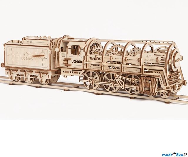 3D mechanický model - Parní lokomotiva s tendrem (Ugears) - obrázek 1
