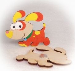 ČESKÁ DŘEVĚNÁ HRAČKA Dřevěné magnetky - Pes s velkýma ušima - obrázek 1