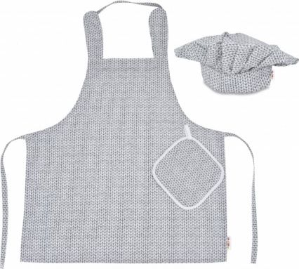Kuchařská sada Junior MasterChef - zástěra + čepice + rukavice, šedá/svetříkový vzor - obrázek 1