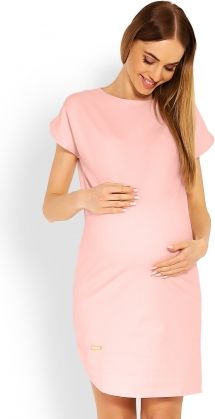 Be MaaMaa Těhotenské asymetrické šaty, kr. rukáv - sv. růžové, vel. XXL - obrázek 1