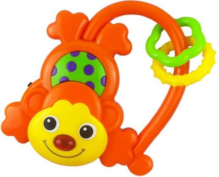 BABY MIX Dětské chrastítko se zvukem Baby Mix Opička oranžová - obrázek 1