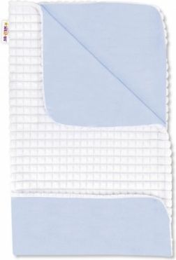 Baby Nellys Luxusní bavlněná dečka s minky 75x75cm, bílá/modrá - obrázek 1