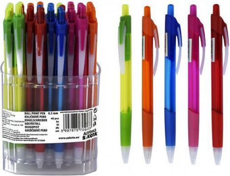 Kuličkové pero, 0,5 mm, stiskací mechanismus, průhledné tělo, modrá - obrázek 1