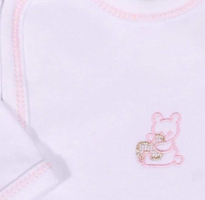 Kojenecká bílá košilka New Baby vyšívaná s růžovým medvídkem velikost 62 - obrázek 2