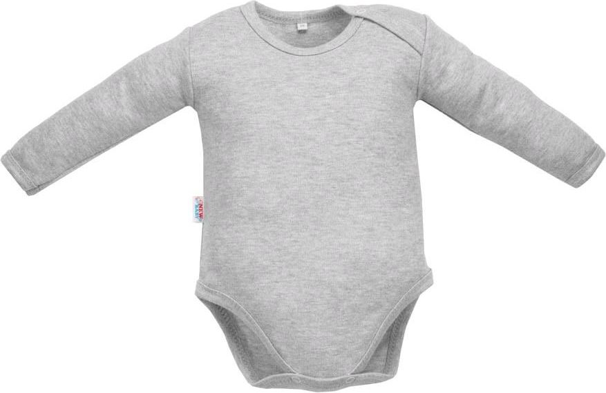 NEW BABY Kojenecké body s dlouhým rukávem New Baby Pastel šedý melír Šedá 86 (12-18m) - obrázek 1