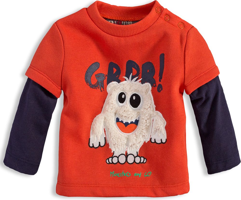 Kojenecká mikina pro kluky KNOT SO BAD MONSTER oranžová Velikost: 74 - obrázek 1