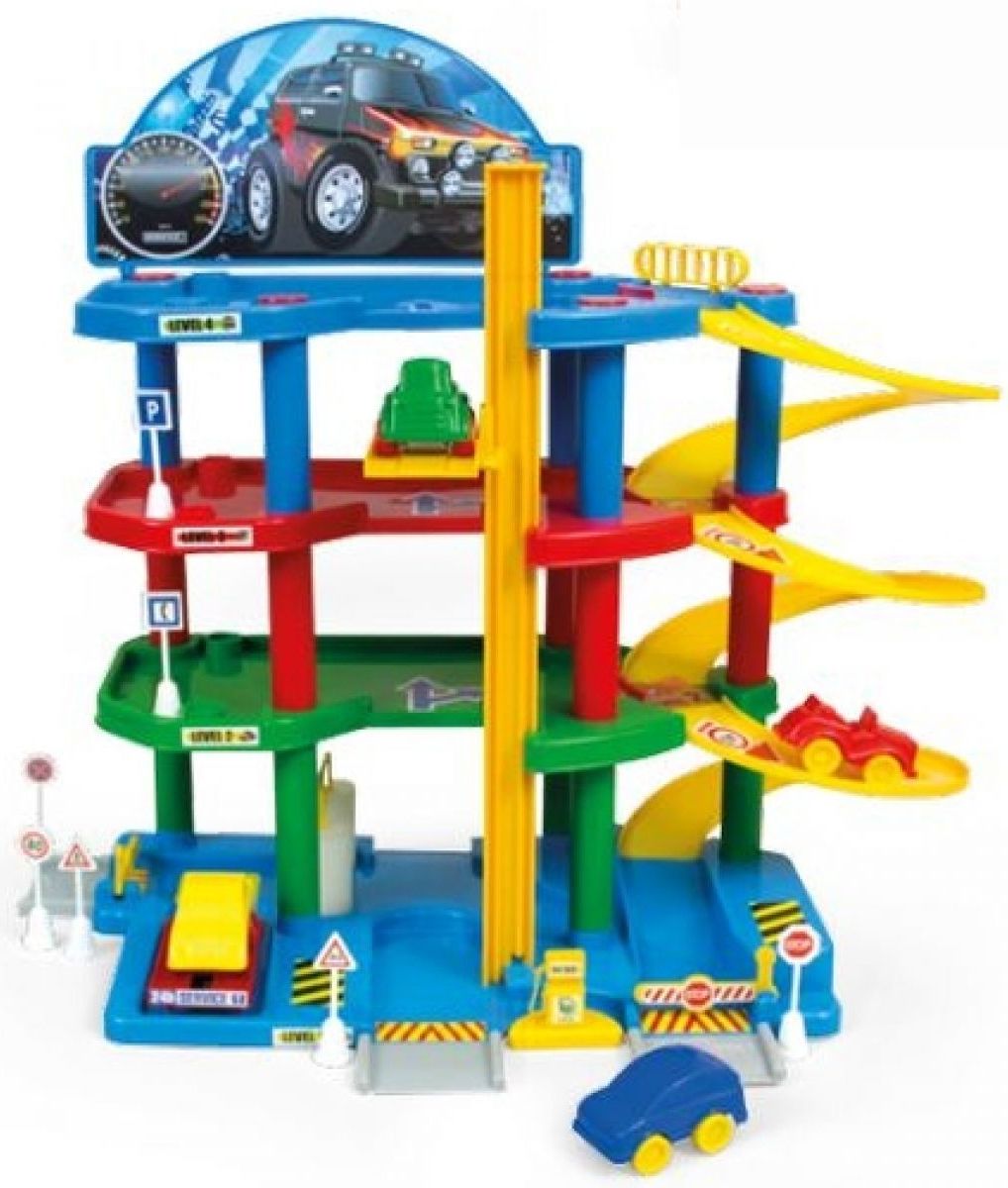 Mochtoys Garáž čtyřpodlažní s autíčky - obrázek 1