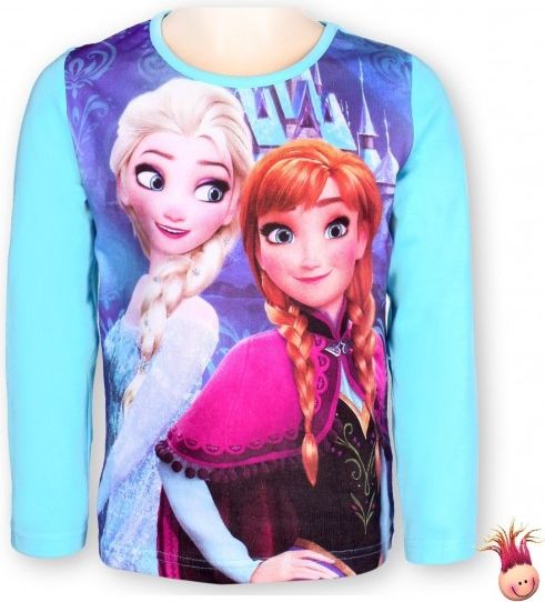 Setino - Dívčí tričko s dlouhým rukávem Ledové království (Frozen) - modré - vel. 140 - obrázek 1