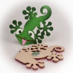 ČESKÁ DŘEVĚNÁ HRAČKA Dřevěné magnetky - Chameleon - obrázek 1