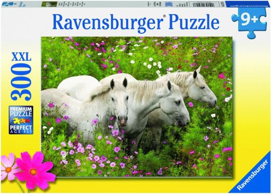 RAVENSBURGER Puzzle Koně mezi polními květinami XXL 300 dílků - obrázek 1