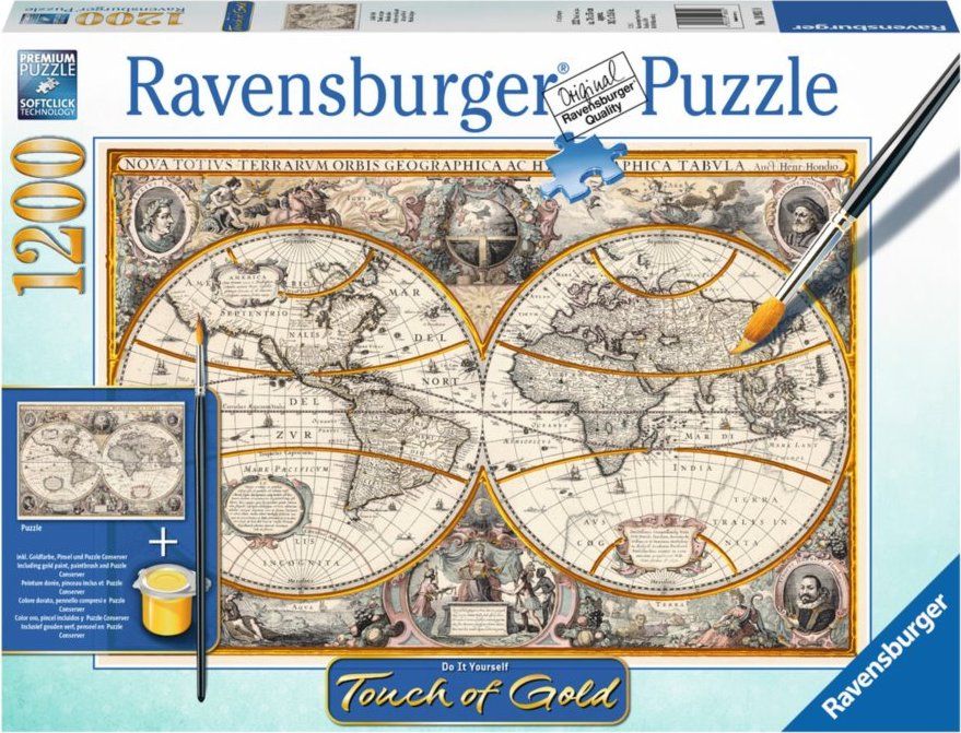 RAVENSBURGER Puzzle Touch of Gold Antická mapa světa 1200 dílků - obrázek 1