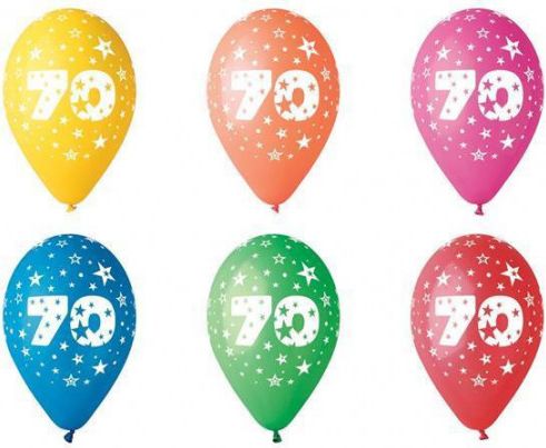Balónek, s číslem 70, 26 cm, bal. 5 ks - obrázek 1