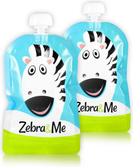 Zebra&Me Kapsička na dětskou stravu na opakované použití  – 2ks kuchař-zebra - obrázek 1