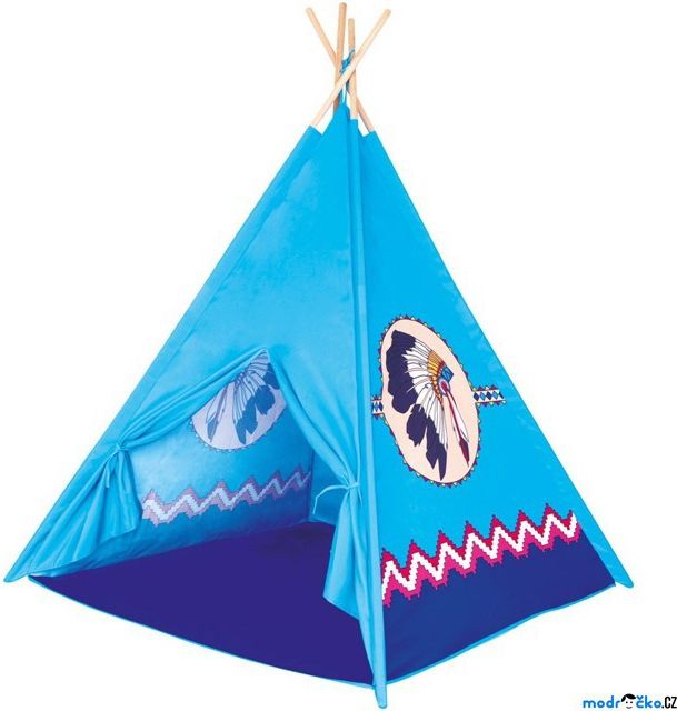 Indiánský stan - Dětské Teepee, modrý (Bino) - obrázek 1