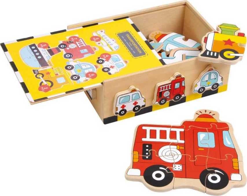 SMALL FOOT BY LEGLER Small Foot Dřevěné hračky puzzle Box vozidla - obrázek 1