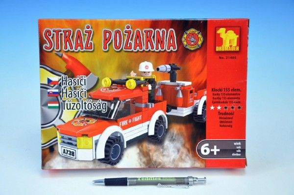 Stavebnice Dromader Hasiči Auto 21405 155ks v krabici 25,5x18,5x4,5cm - obrázek 1