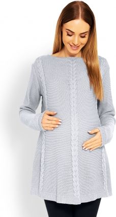 Be MaaMaa Elegantní těhotenský svetřík/tunika - šedý - obrázek 1