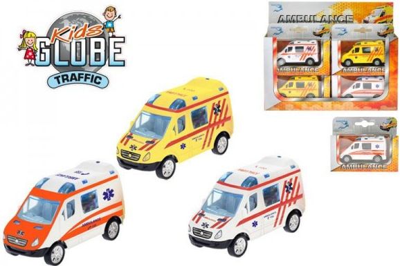 Auto Ambulance 8cm kov zpětný chod asst 3 barvy - obrázek 1