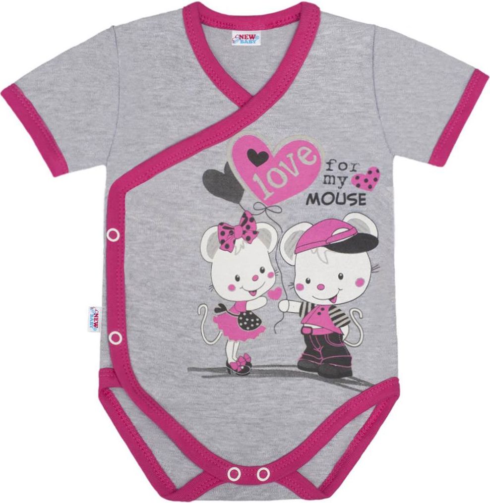 Dětské body s bočním zapínáním krátký rukáv New Baby Love Mouse - 62 (3-6m) - obrázek 1