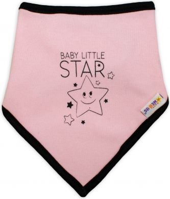 Dětský bavlněný šátek na krk Baby Nellys, Baby Little Star - růžový - obrázek 1