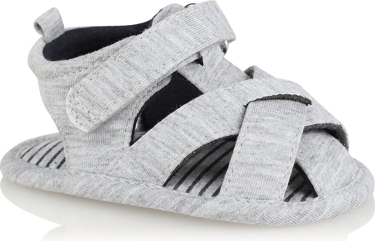 Kojenecké capáčky GEORGE, šedé, styl sandále Velikost: 62 - 68cm (3 - 6 měsíců) - obrázek 1