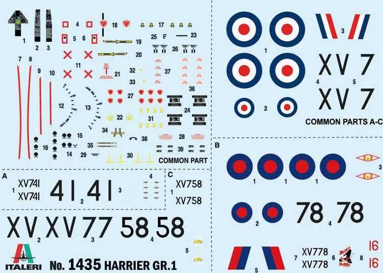 ITALERI Model Kit letadlo 1435 - HARRIER GR.1 Transatlantic Air Race 50th Ann. (1:72) - obrázek 10