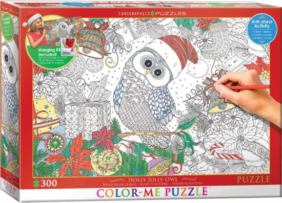 EUROGRAPHICS Color me puzzle Vánoční sova 300 dílků + sada na zavěšení - obrázek 1