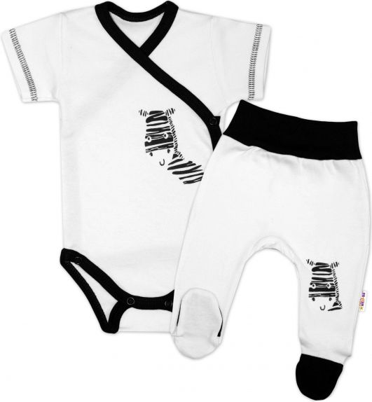 Baby Nellys Baby Nellys 2-dílná sada body kr. rukáv + polodupačky, bílá - Zebra, vel. 68 68 (4-6m) - obrázek 1