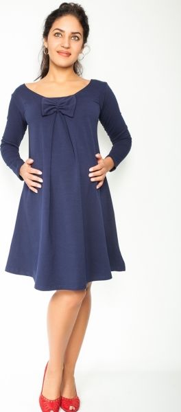 Be MaaMaa Be MaaMaa Elegantní těhotenské šaty, áčkový střih, dlouhý rukáv - granátové, vel. S - obrázek 2