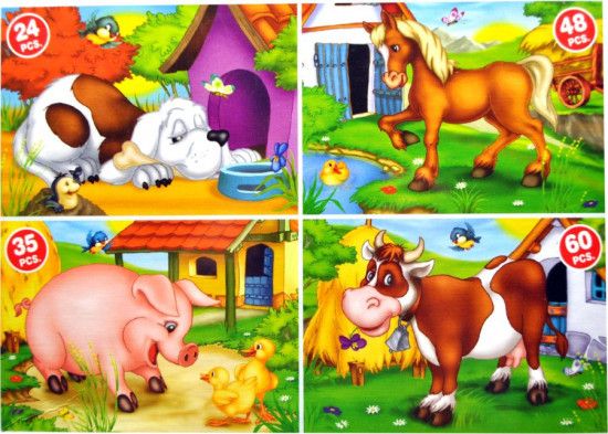D-TOYS Puzzle Domácí zvířátka 4v1 (24,35,48,60 dílků) - obrázek 1